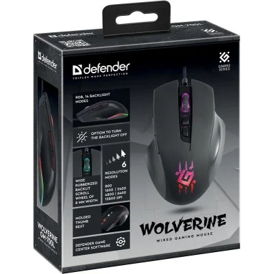 Мышка Defender Wolverine GM-700L RGB USB Black (52700), фото №6 Мышка Defender Wolverine GM-700L RGB USB Black (52700), фото №6