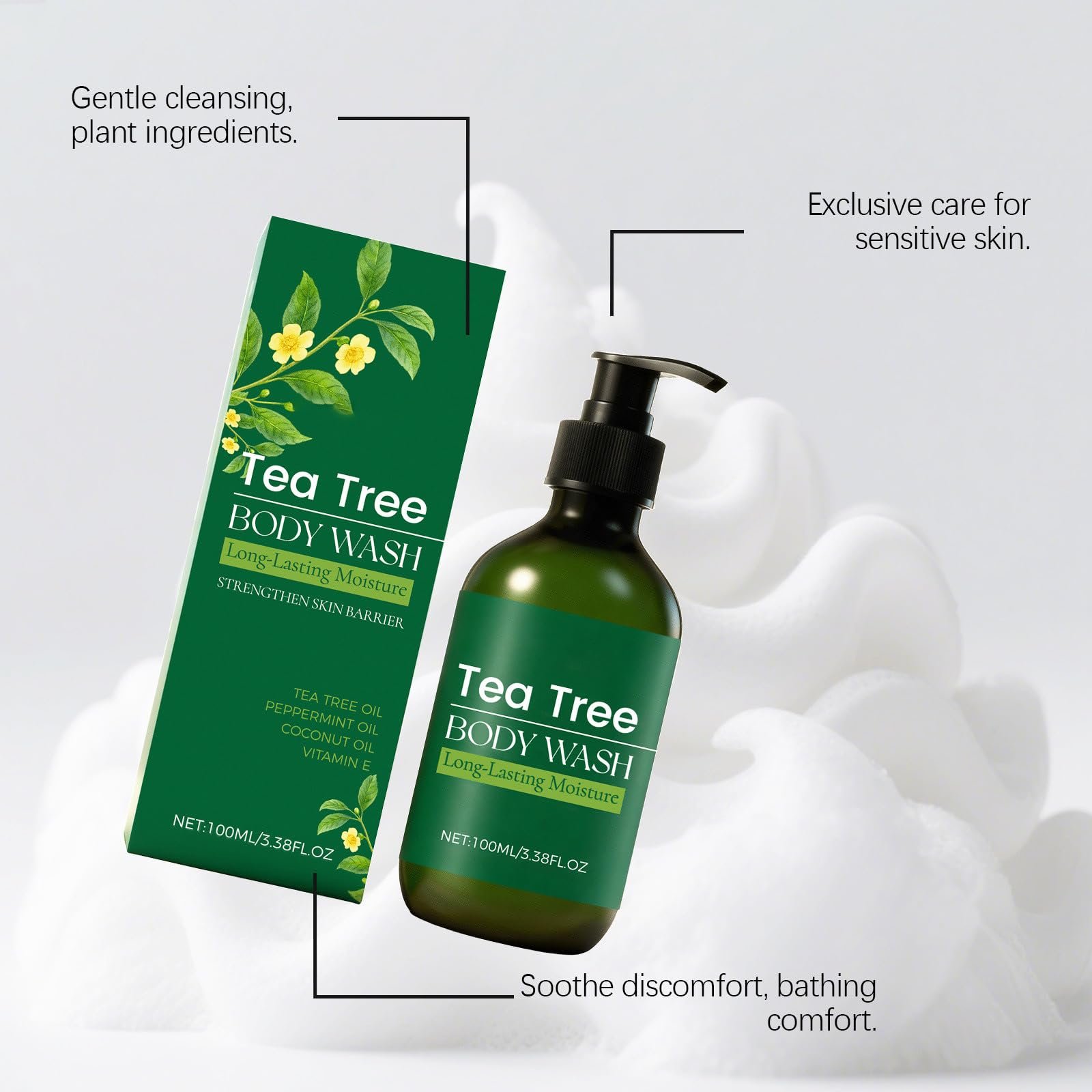 Гель для душу Tea Tree зволожувальний з олією чайного дерева для всіх типів шкіри 2 шт, фото №7