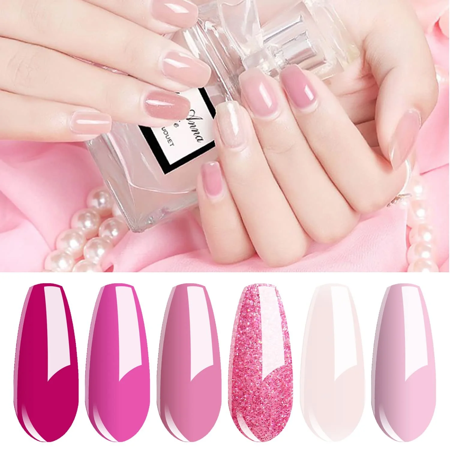 Гель-лак Vishine Набір 6 шт. Рожевий Nu, фото №4