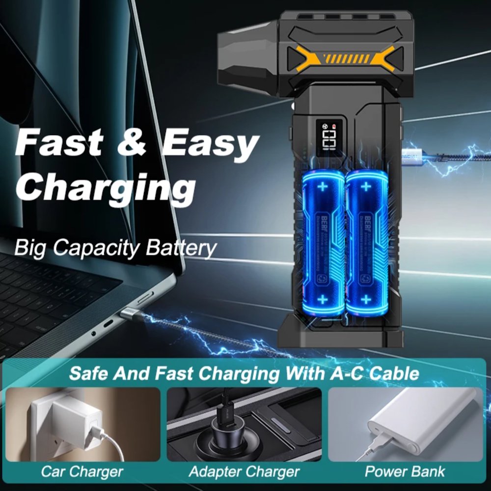 Портативний турбовентилятор Violent HFX-07 Turbo Jet Fan 680000 RPM Black, фото №6