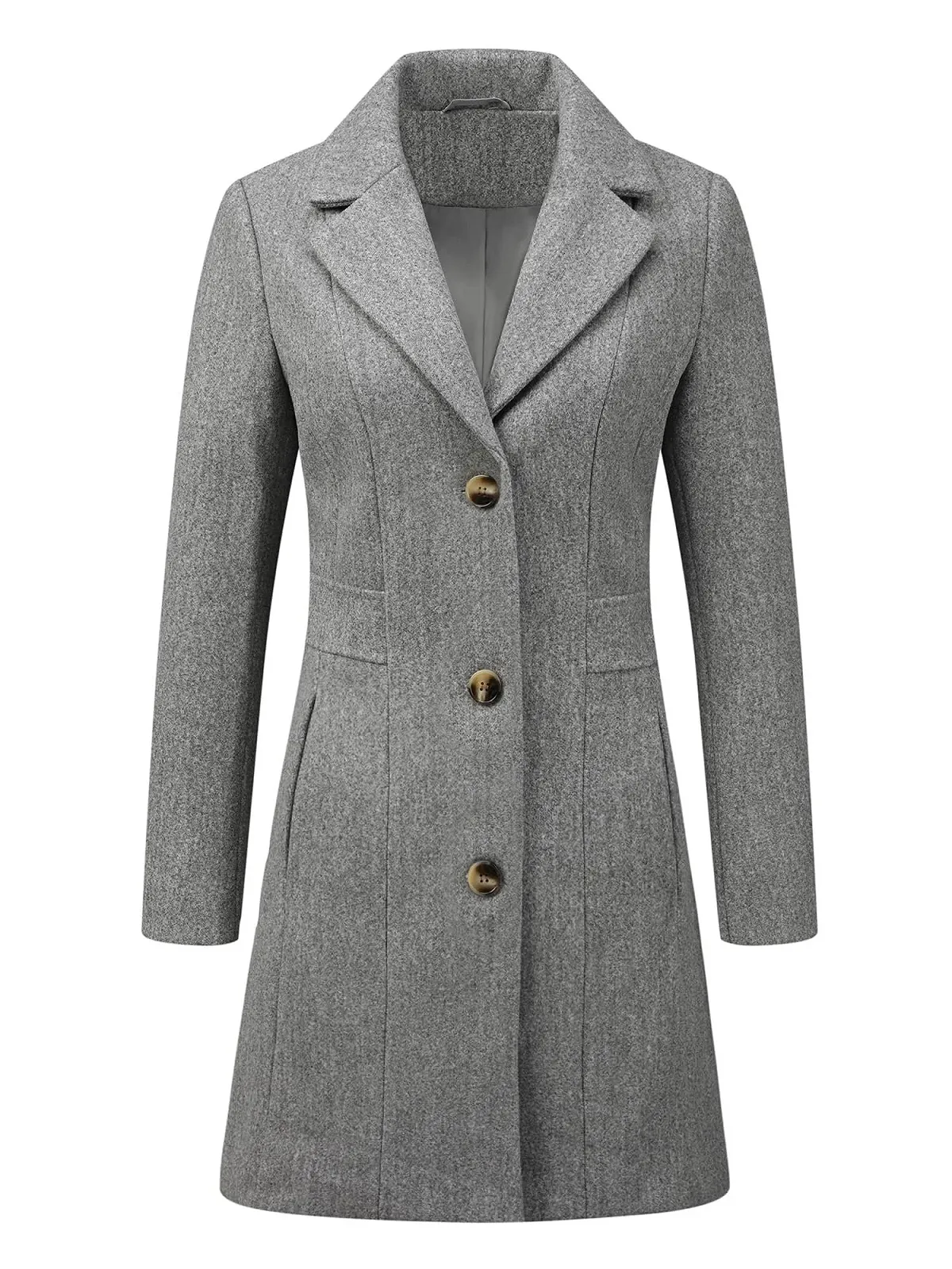 Пальто Allegra K С лацканами, элегантное, однобортное, с длинными рукавами, зимнее, фото №1 Пальто Allegra K С лацканами, элегантное, однобортное, с длинными рукавами, зимнее, фото №1