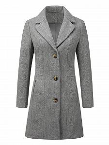 Пальто Allegra K С лацканами, элегантное, однобортное, с длинными рукавами, зимнее - Фото 1