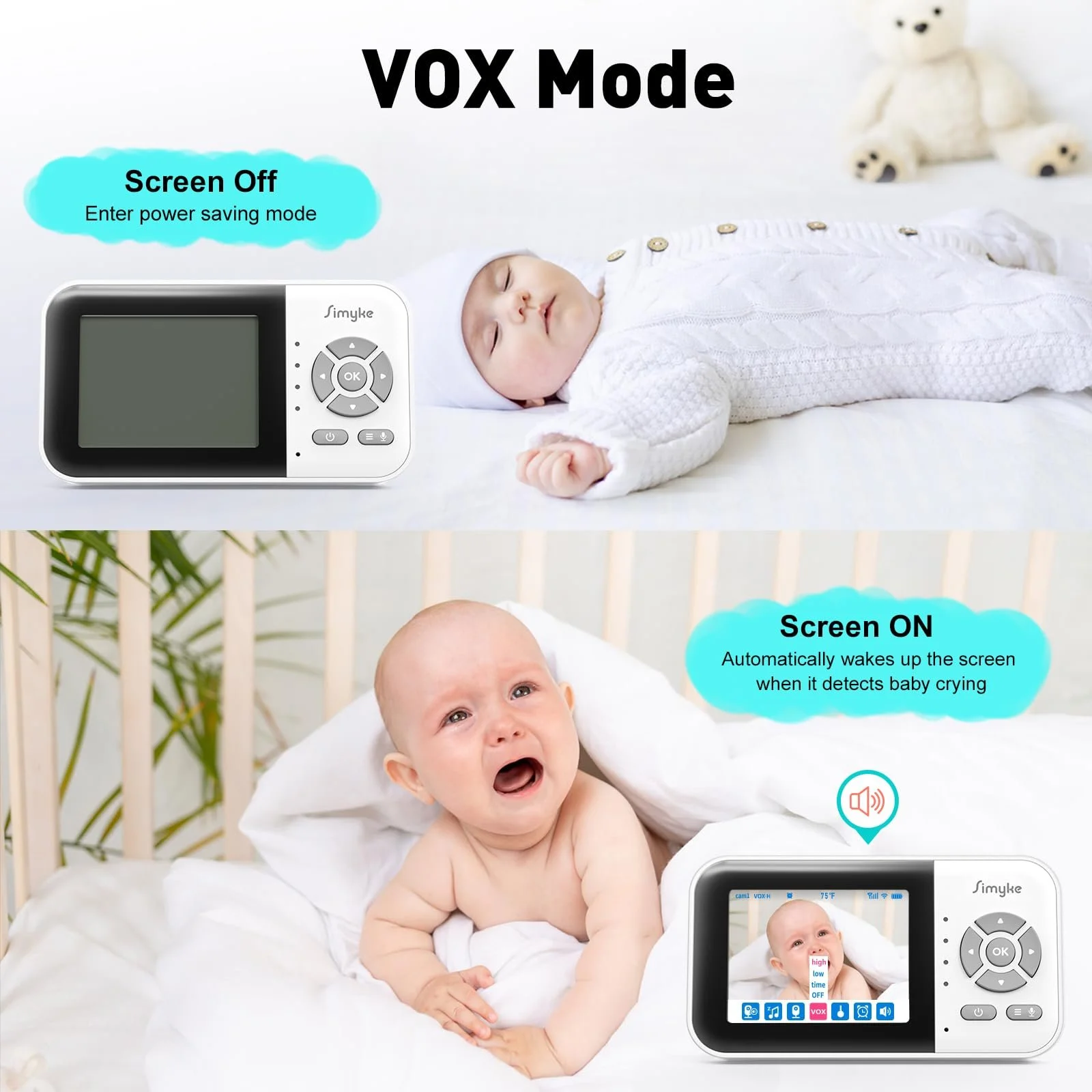 Відеоняня Simyke 1080P WiFi 2.8 дюйма App 1000 футів, фото №6 Відеоняня Simyke 1080P WiFi 2.8 дюйма App 1000 футів, фото №6