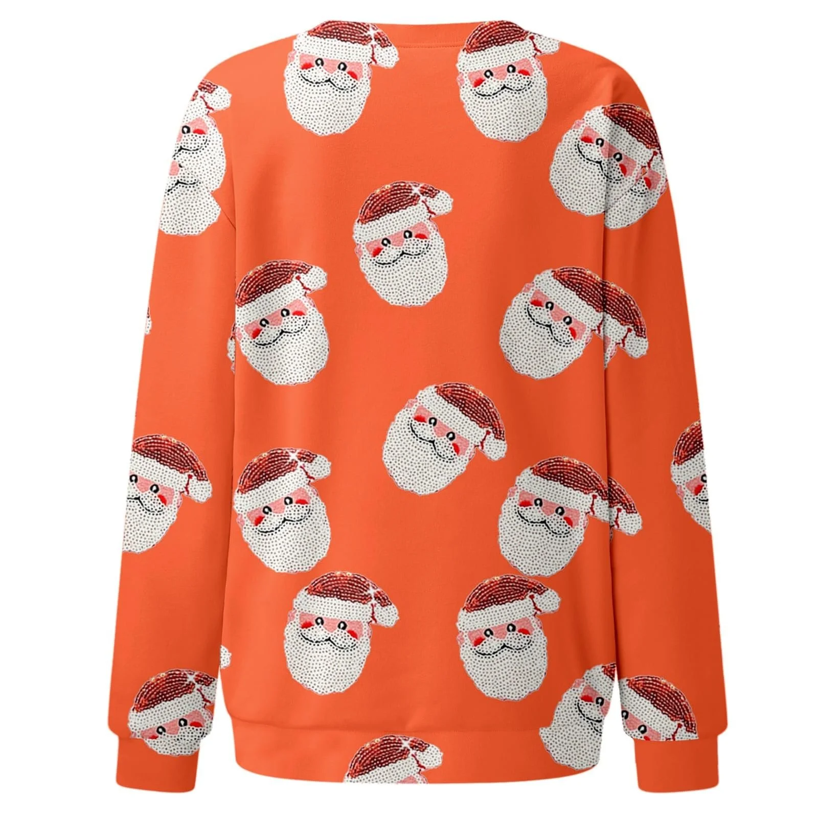 Рождественский джемпер Женский Хлопок с принтом Санта Клауса Зимний джемпер с длинными рукавами и круглым вырезом Большие размеры, фото №4 Рождественский джемпер Женский Хлопок с принтом Санта Клауса Зимний джемпер с длинными рукавами и круглым вырезом Большие размеры, фото №4