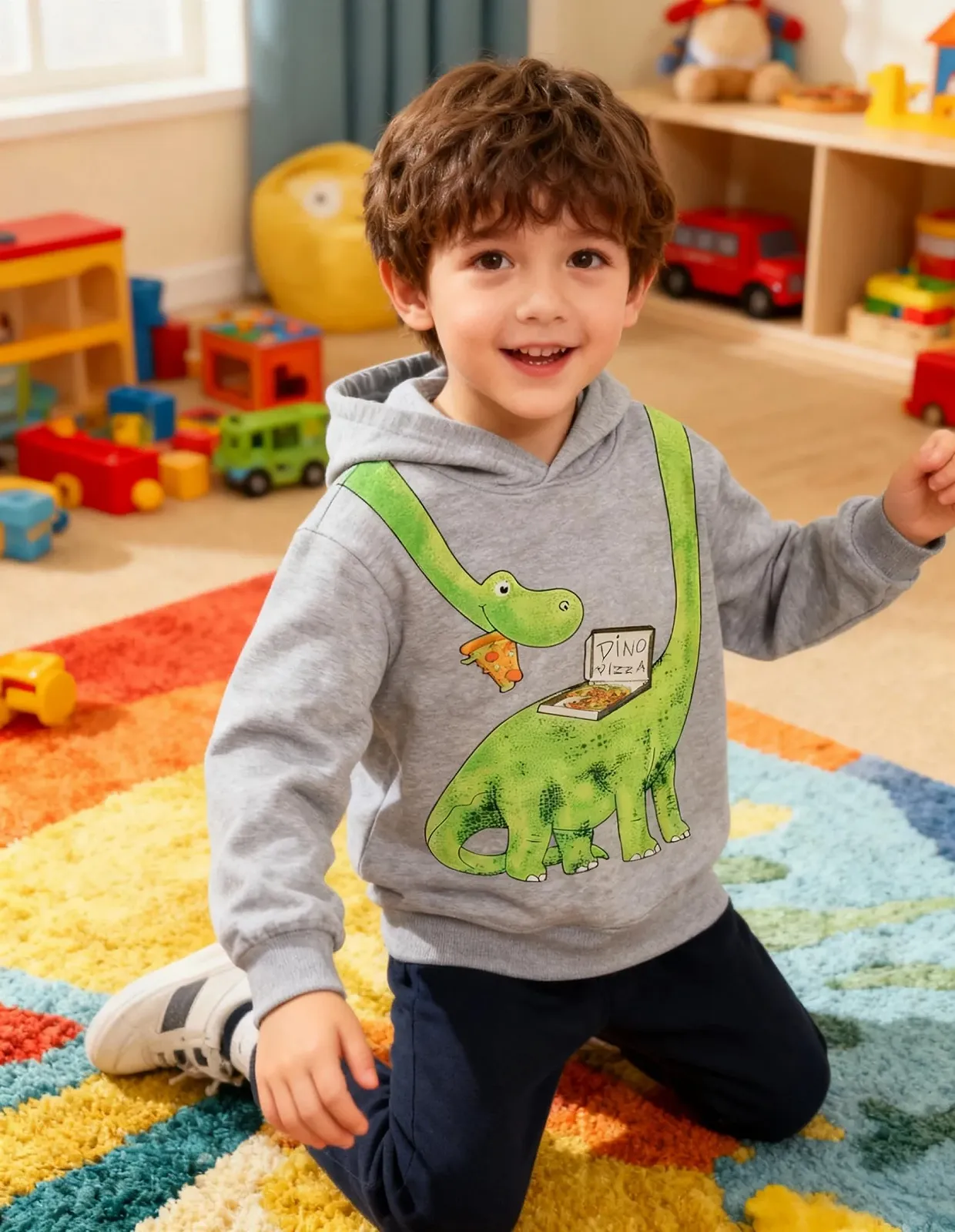 Худі Pilipulu для хлопчиків Бавовняна Кофта з капюшоном Динозавр, фото №4 Худі Pilipulu для хлопчиків Бавовняна Кофта з капюшоном Динозавр, фото №4