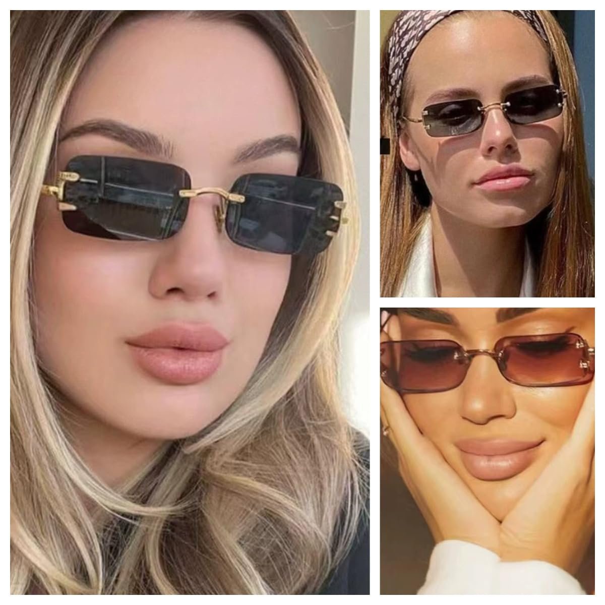 Солнцезащитные очки Retro Rectangular Без оправы, фото №5