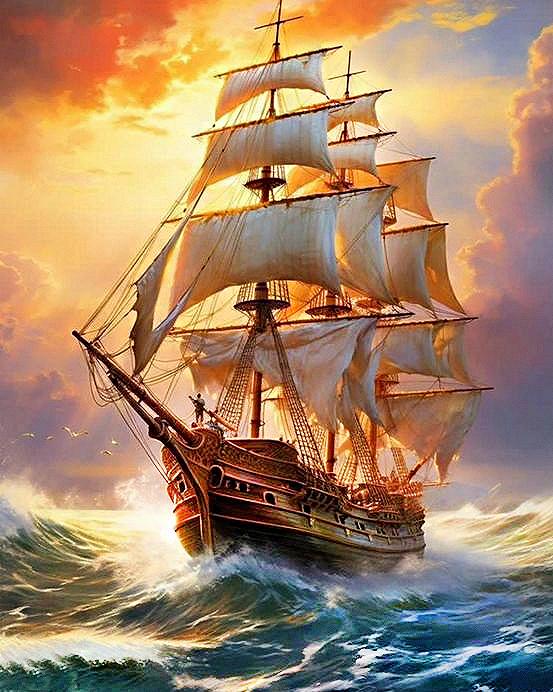 AR-3186 Набір алмазної мозаїки на підрамнику 40*50 см Корабель в морі, фото №1 AR-3186 Набір алмазної мозаїки на підрамнику 40*50 см Корабель в морі, фото №1