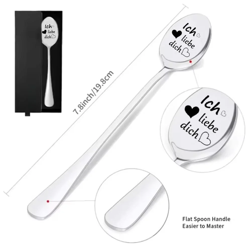 Ложка для кави Ich Liebe Dich для жінок та чоловіків з гравіюванням, фото №2