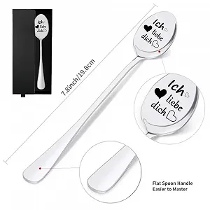 Ложка для кофе Ich Liebe Dich для женщин и мужчин с гравировкой synthetic.ua - Фото 1