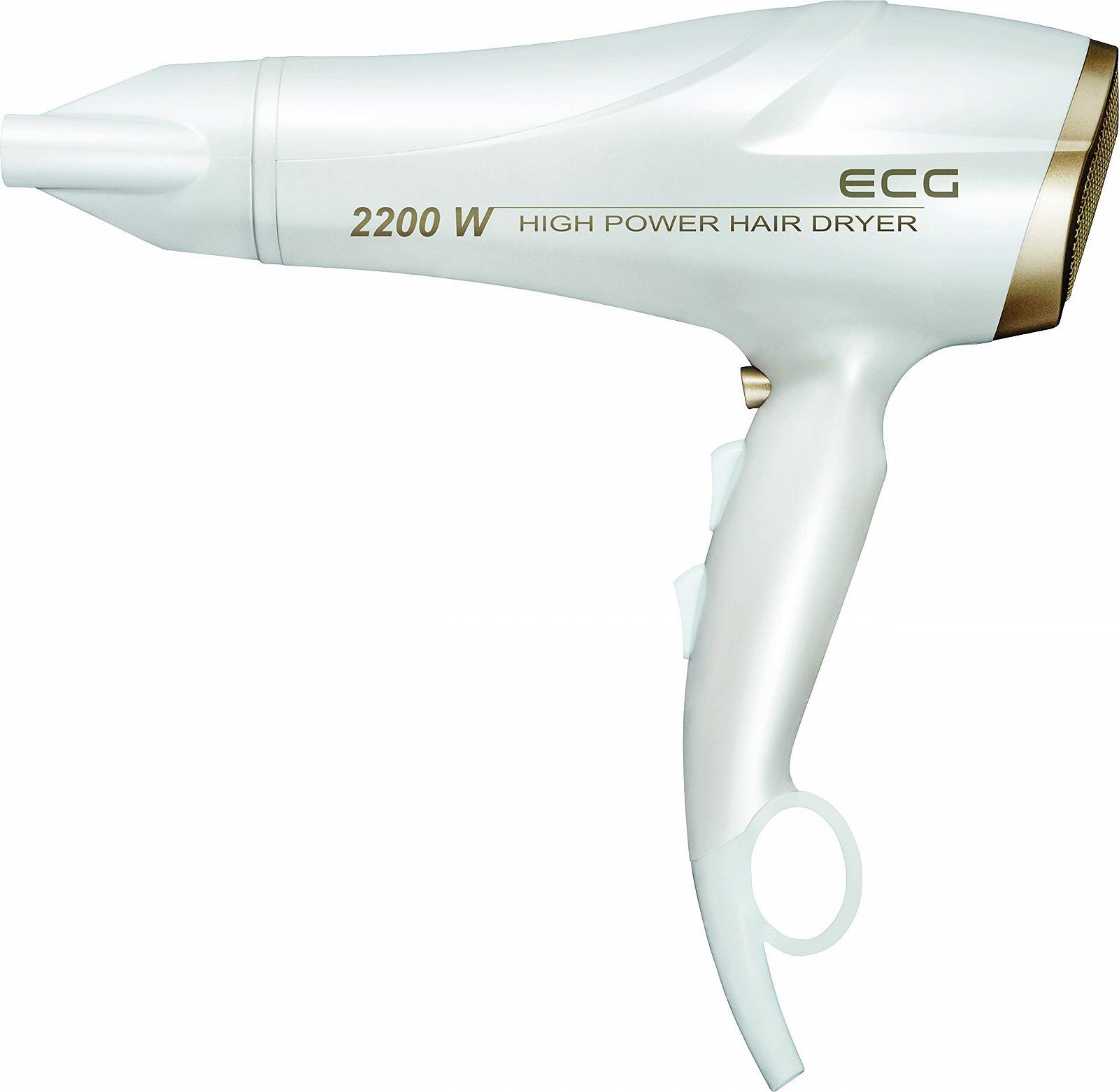 Фен ECG Vv 2200, 2 рівні потужності, 3 температурні режими, іонізація, LED індикатор, захист від перегріву, висока продуктивність, біло-золотий, фото №3