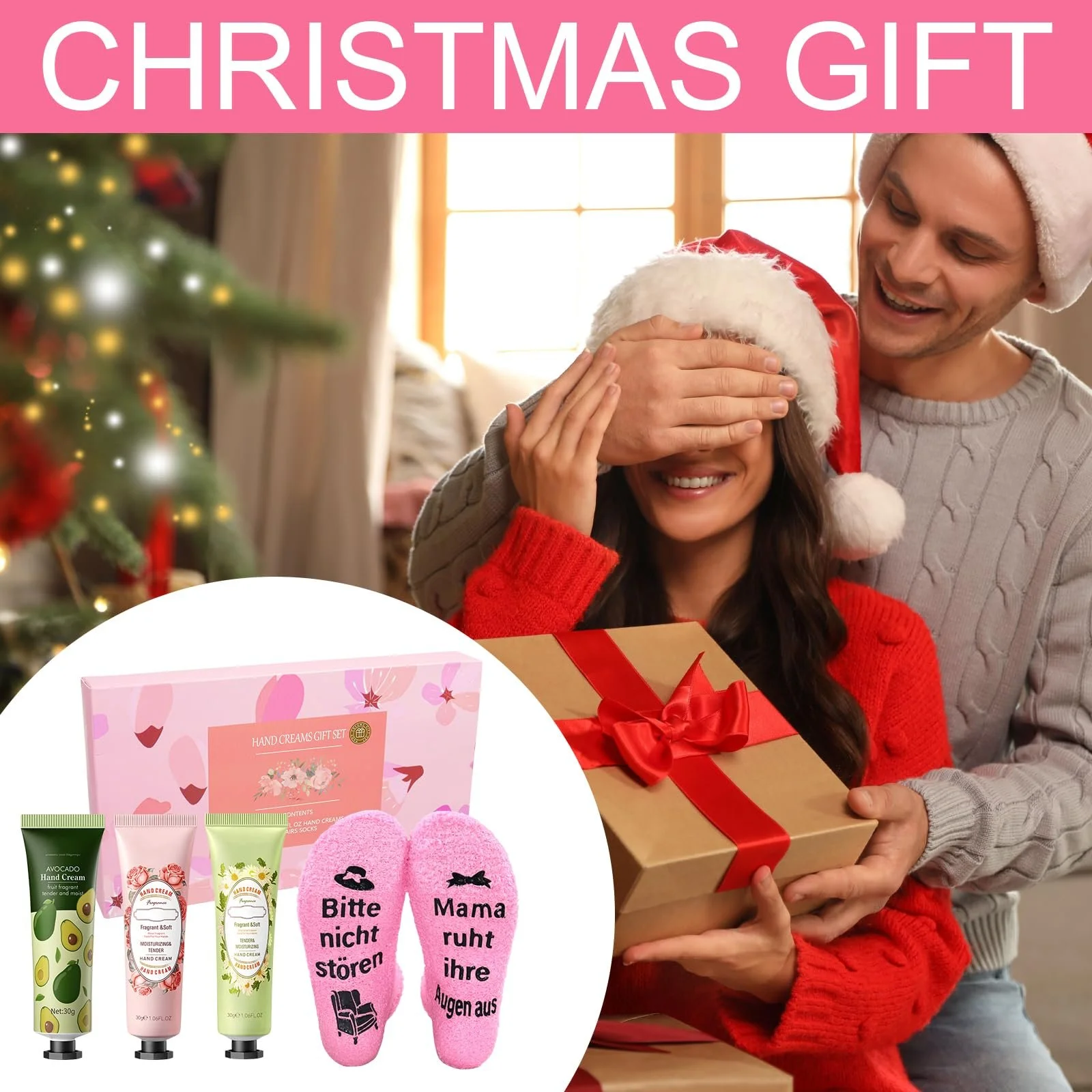 Набір подарунковий для жінок з 3 кремами для рук та 1 парою шкарпеток, фото №6 Набір подарунковий для жінок з 3 кремами для рук та 1 парою шкарпеток, фото №6