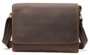 Сумка мужская crazy horse Vintage 14780 Коричневая - Фото 1