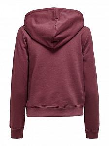 Світшот ONLFEEL LIFE L/S ZIP HOOD SWT 15240765-Rose Brown ONLY Бордовий XS synthetic.ua - Фото 1