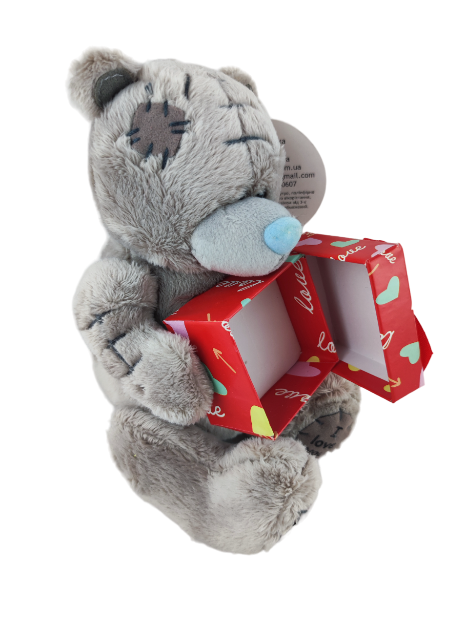 Мягкая игрушка Мишка Тедди с красной квадратной подарочной коробкой 17см 119052, фото №2