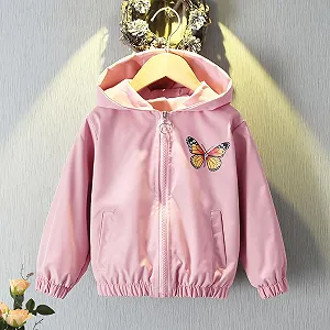 Переходная Куртка SXSHUN Детская для Девочек, Куртка для улицы с Узором Бабочки, Милая Куртка synthetic.ua - Фото 1