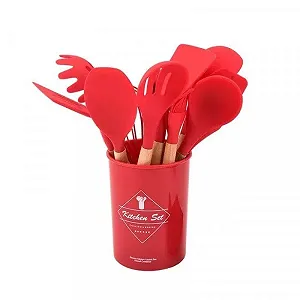 Набор кухонных принадлежностей 12 предметов Kitchen Set Кухонный в стакане RD-1204 Красный synthetic.ua - Фото 1