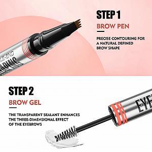 Олівець для брів Magic Microblading 2-in-1 Водостійкий 3D 4 Fork Tips Темно-коричневий synthetic.ua - Фото 1