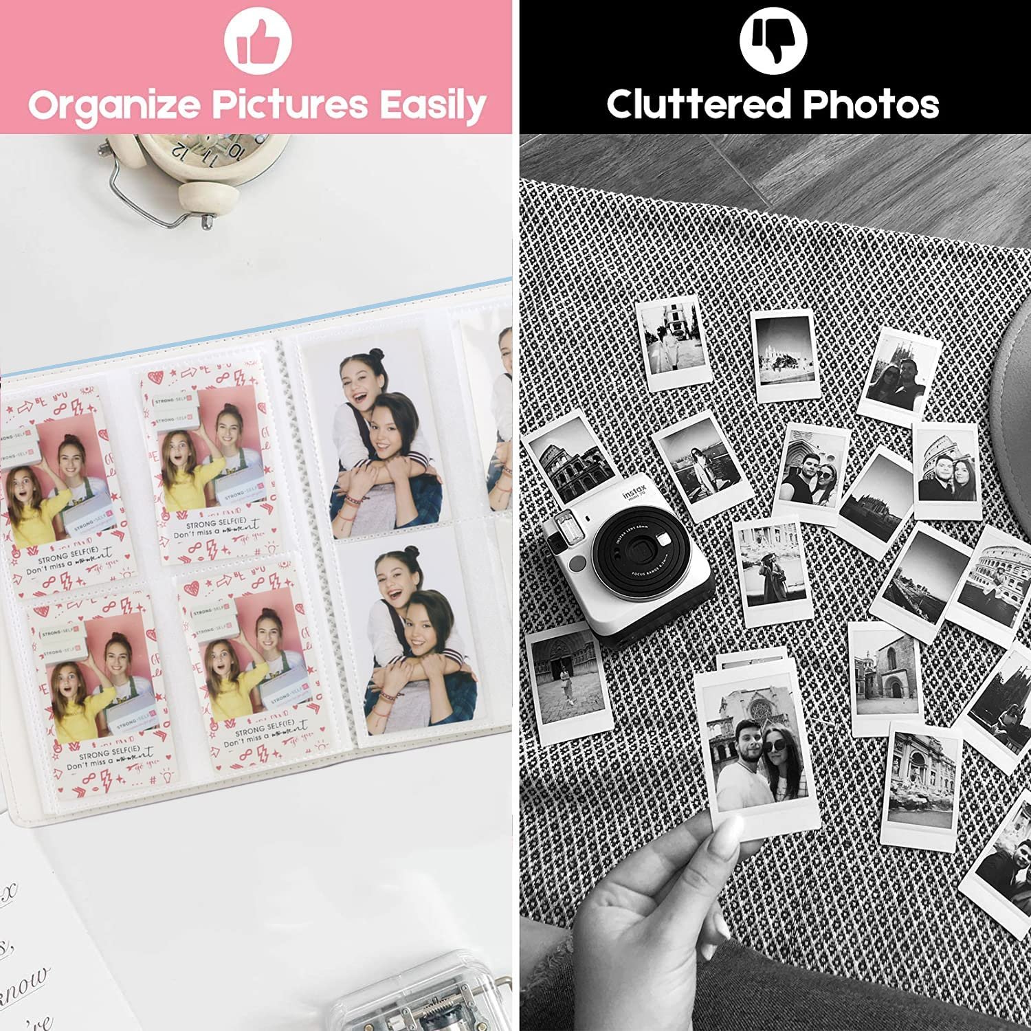 Фотоальбом Phoebe 256 карманов PU Heart Weave для Fujifilm Instax Mini 11/9/8/Liplay & Zip Instant Printer 2 x 3 дюйма Blue, фото №9