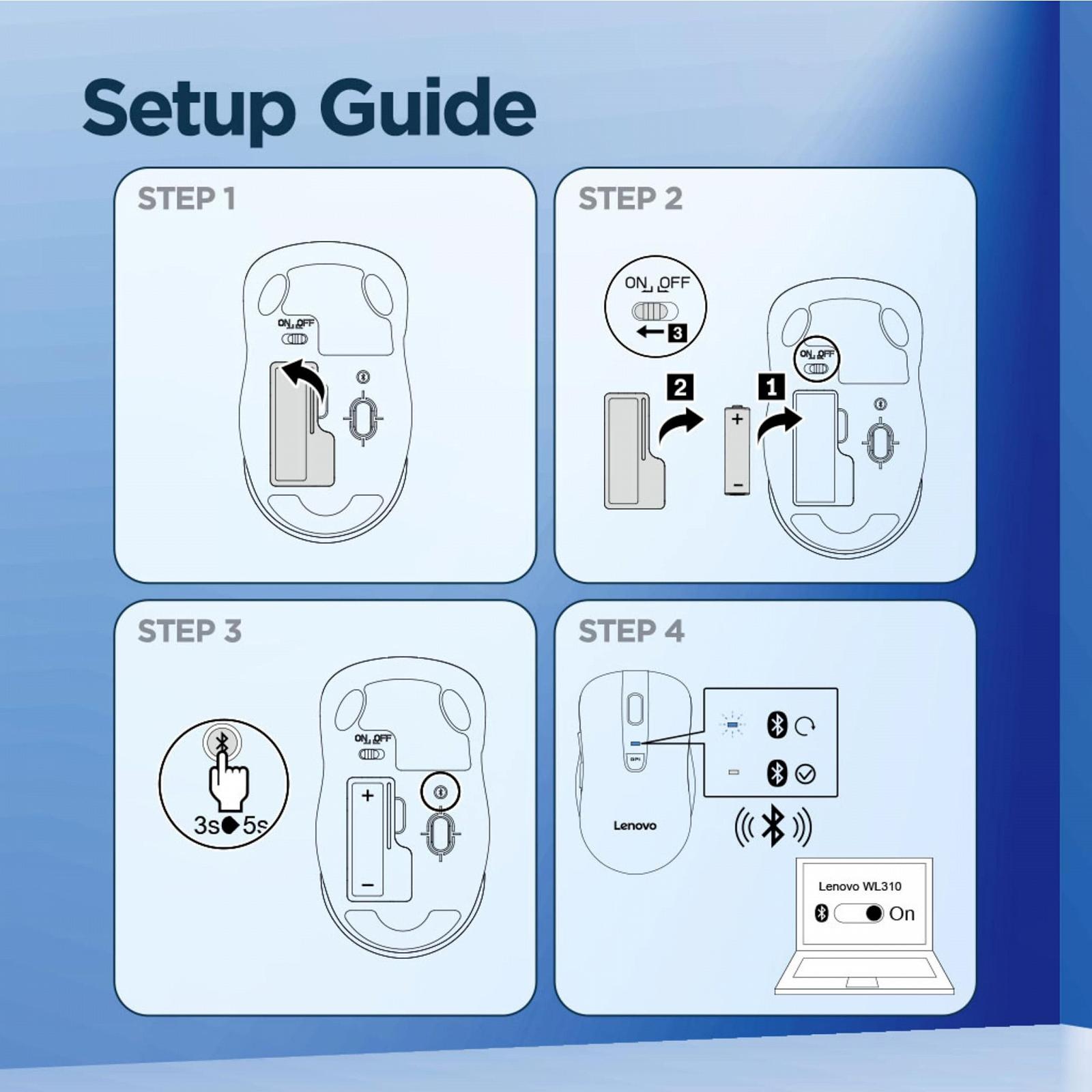 Миша Bluetooth Безшумна Lenovo WL310, фото №6