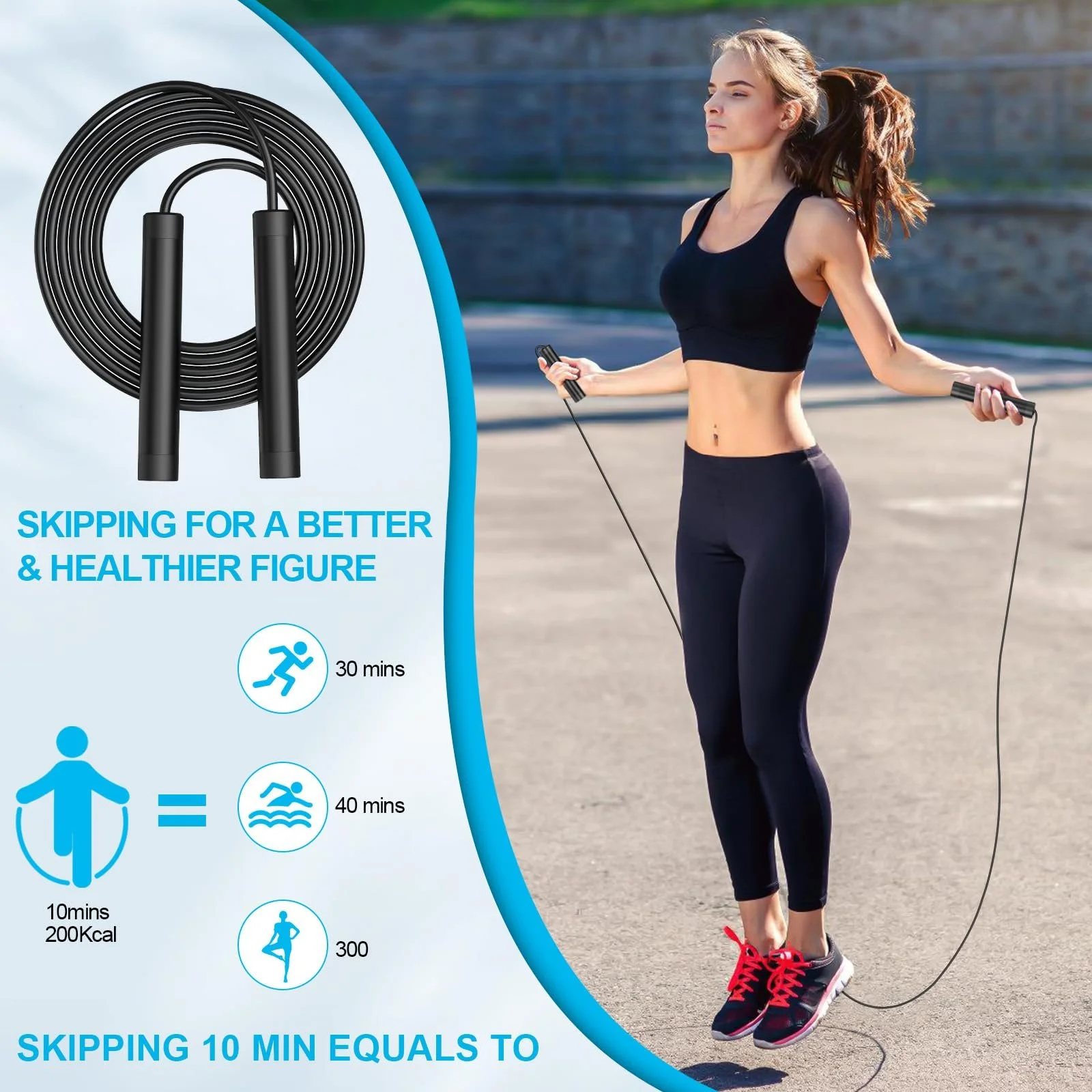 Скакалка Adult Fitness Speed 3 м регульована з обтяжувачами алюміній силікон чорна, фото №6 Скакалка Adult Fitness Speed 3 м регульована з обтяжувачами алюміній силікон чорна, фото №6