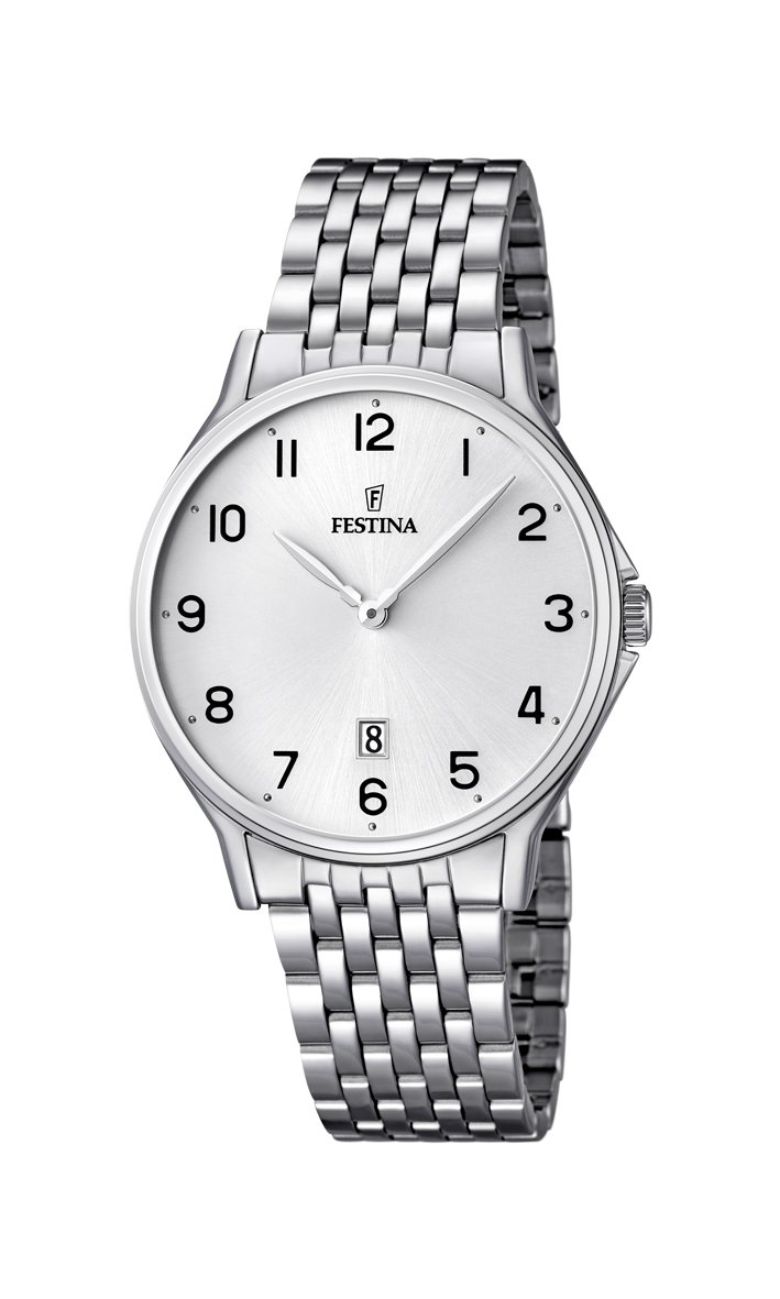 Годинник Festina Чоловічий Кварцовий Білий Циферблат Аналоговий Дисплей Срібний Нержавіюча Сталь Браслет F16744/1, фото №1