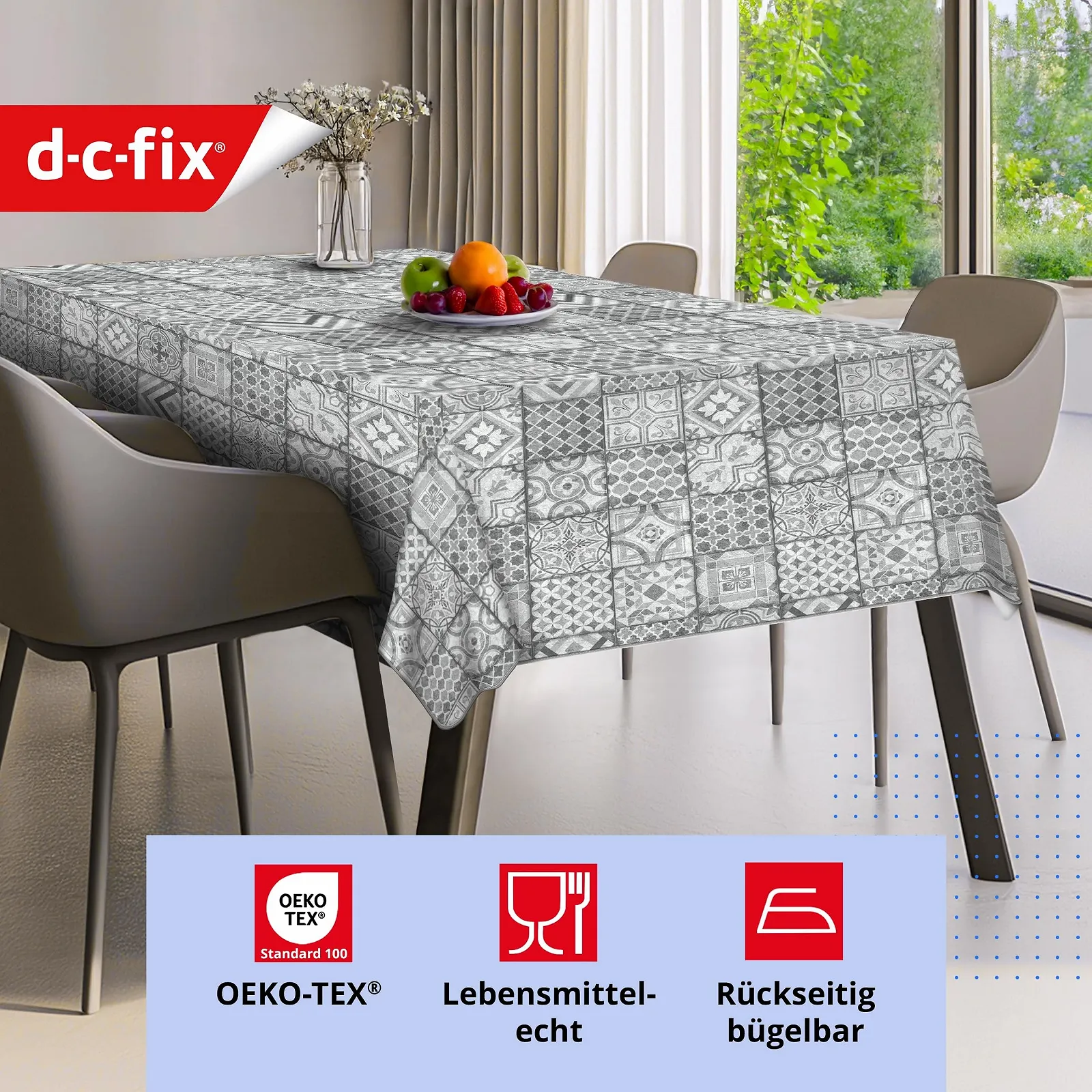 Скатертина d-c-fix Manhattan Visbi 150 x 220 см клейончаста квадратна що миється, фото №1