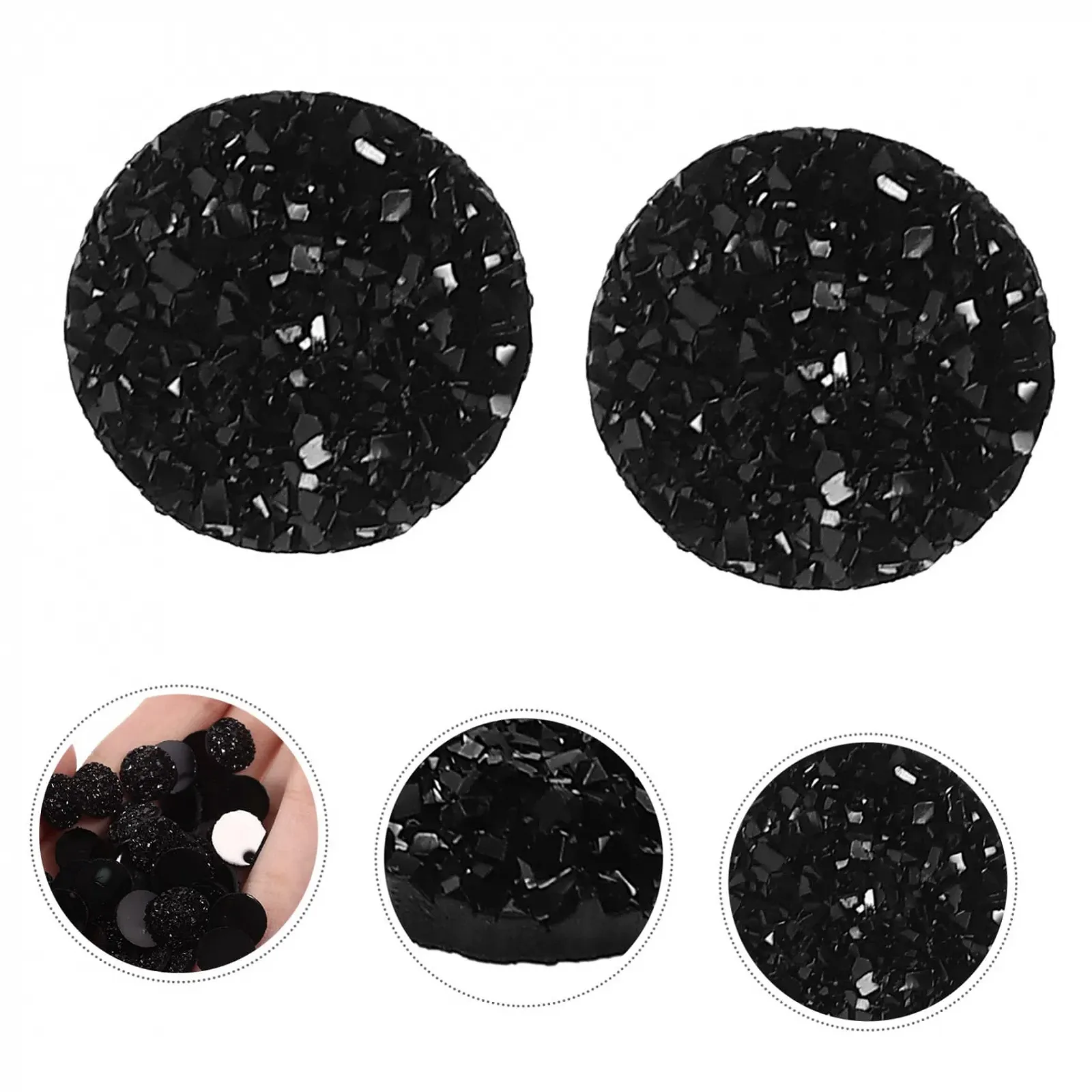 Стразы Healeved, 400 шт, плоская задняя часть, блестящие аксессуары для рукоделия, для украшений, одежды и декораций, черные смоляные штуки для творческих проектов, фото №6