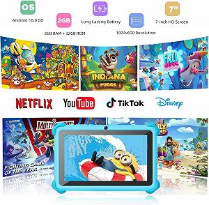 Планшет дитячий Zcobro Kids7 10 7" 2/32 ГБ 4 ядра Android 10 Black-Blue synthetic.ua - Фото 1