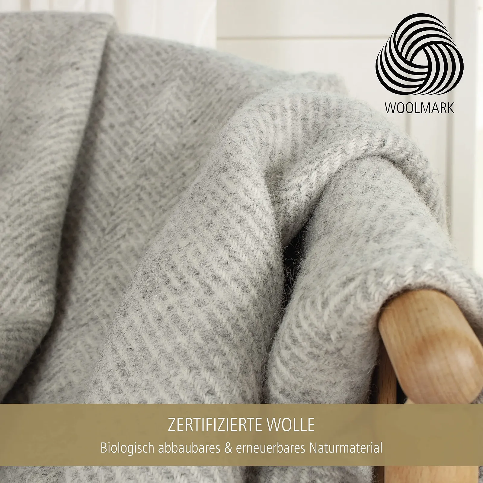 Вовняний плед ялинкою Arctic, однотонний, 130 x 200 см, світло-сірий, фото №5