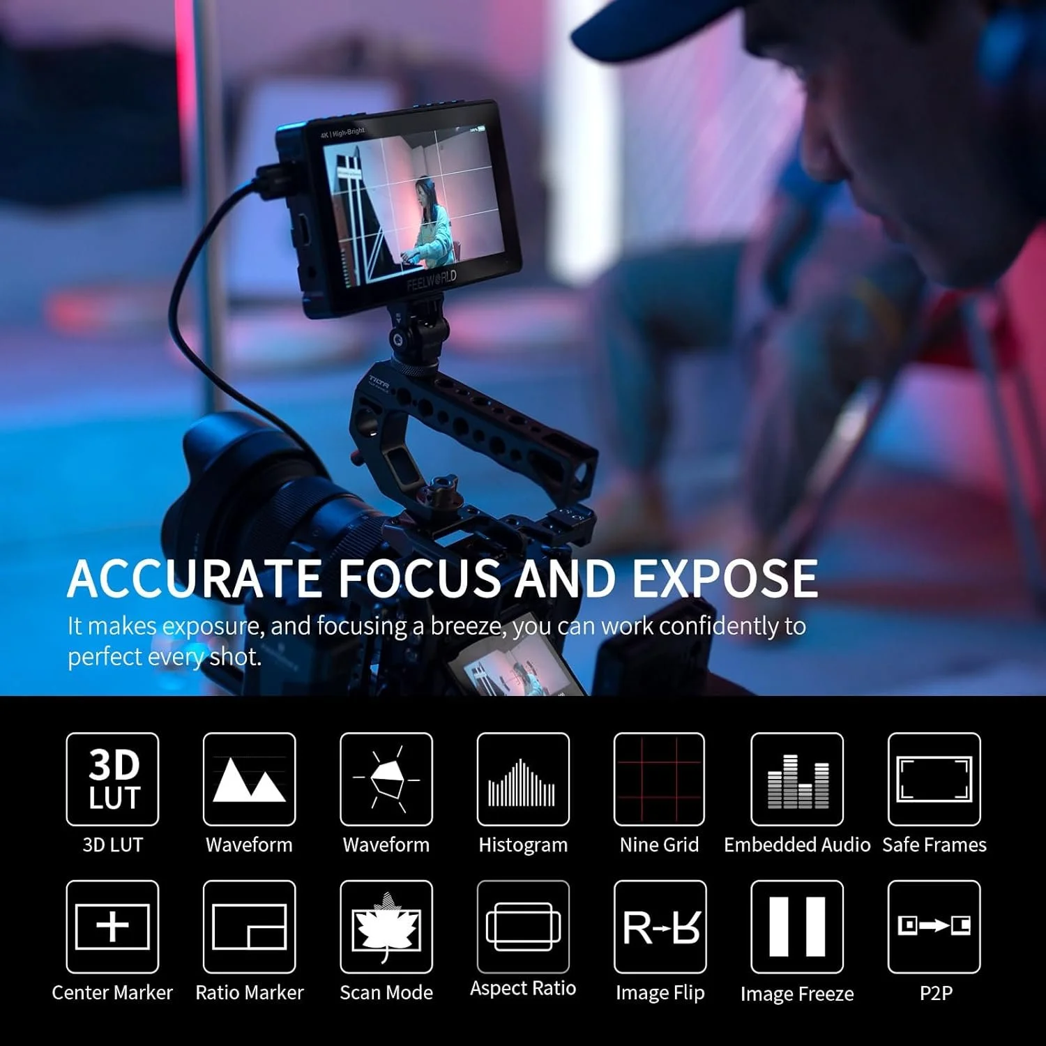 Накамерный монитор 5.5" FeelWorld F5 Prox Full HD IPS Черный, фото №3 Накамерный монитор 5.5" FeelWorld F5 Prox Full HD IPS Черный, фото №3