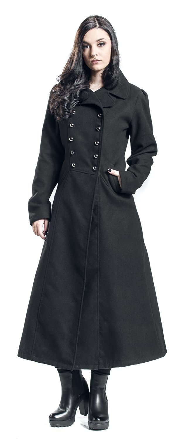 Пальто Gothicana by EMP Довге У стилі мілітарі Двобортне Чорне, фото №6 Пальто Gothicana by EMP Довге У стилі мілітарі Двобортне Чорне, фото №6