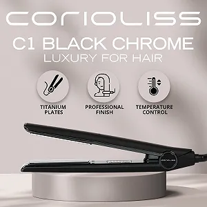 Выпрямитель для волос Corioliss C1 титановые пластины контроль температуры Черный матовый хром synthetic.ua - Фото 1