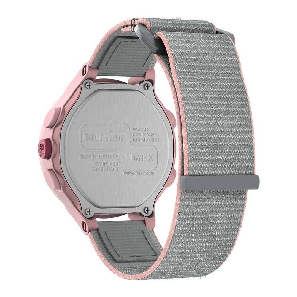 Часы Timex Ironman Training Женские 42мм Серый Эластичный Ремешок Quick Fix Тканевый Ремешок Цифровой Циферблат Розовый Корпус TW5M64200, фото №2