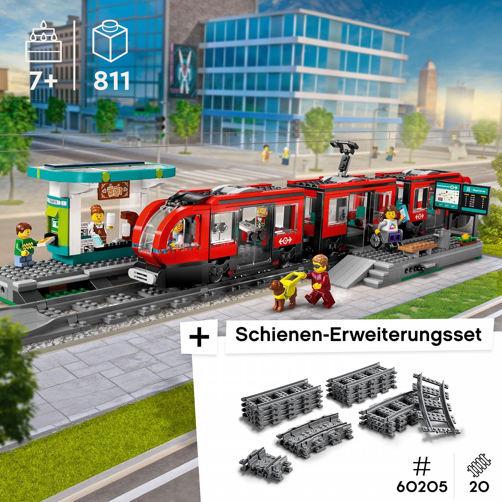 Конструктор Lego City 60423 Трамвай з зупинкою Lego трамвай з розширенням рейок Lego 60205 Lego потяг з зупинкою і рейки Lego City, фото №2