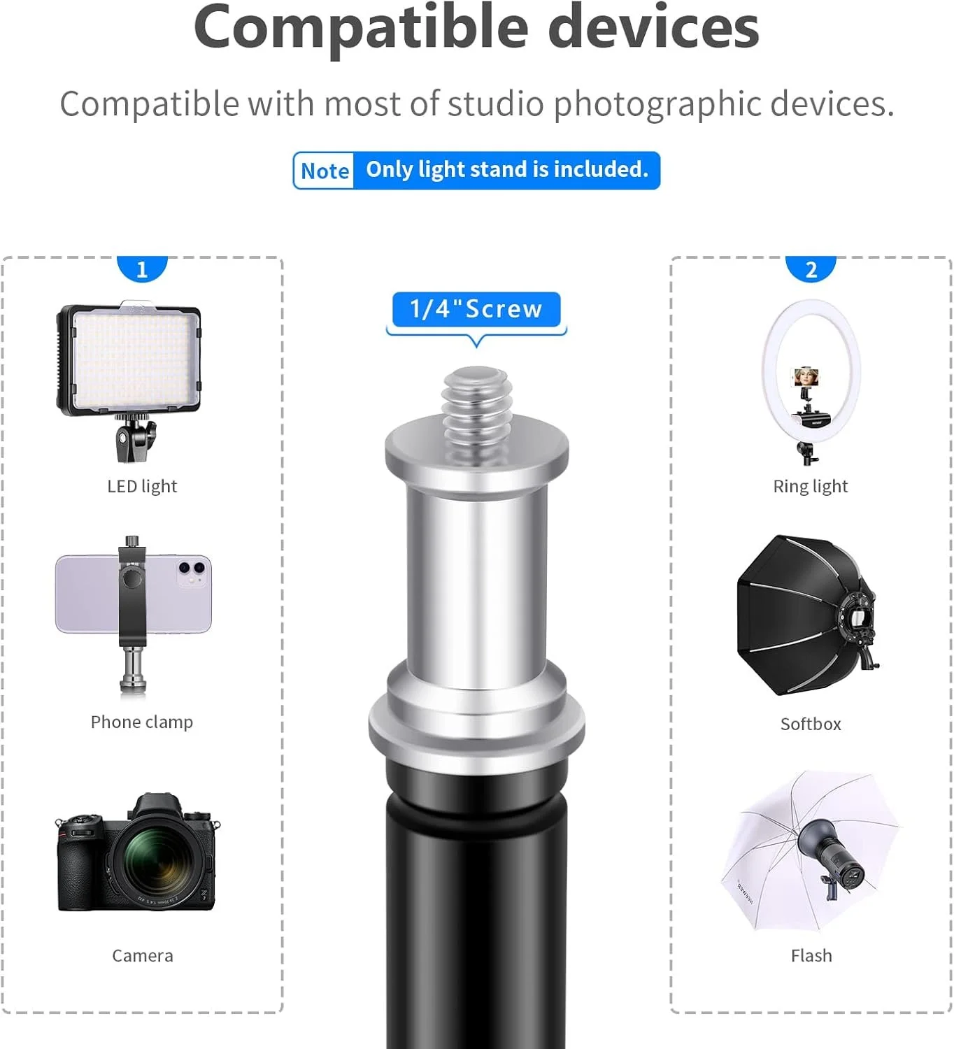 Алюмінієві штативи NEEWER 190cm/2 Pack Чорний, фото №5 Алюмінієві штативи NEEWER 190cm/2 Pack Чорний, фото №5