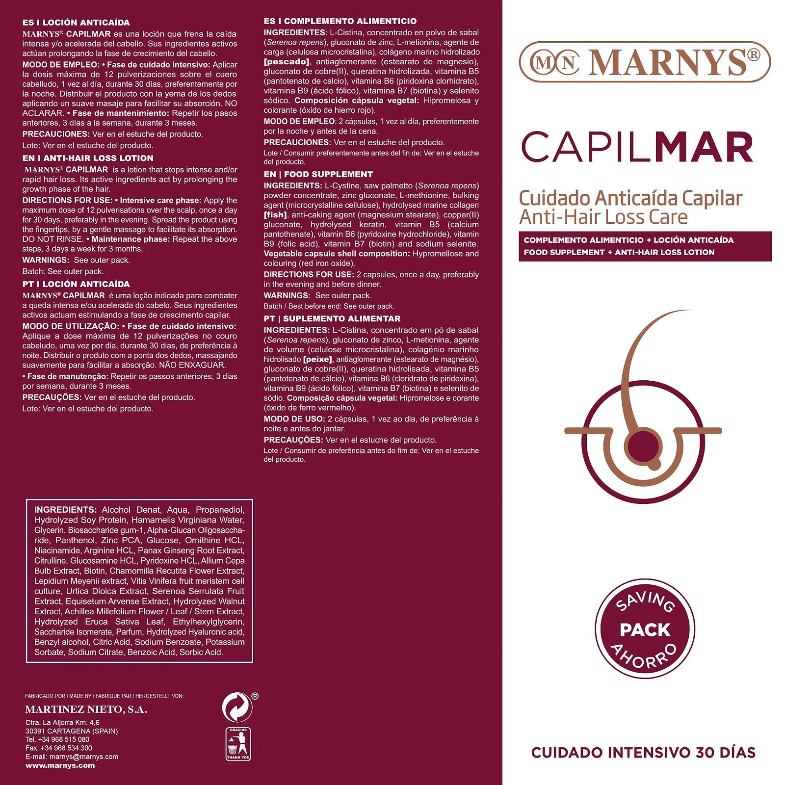 Капсулы MARNYS CAPILMAR Против выпадения волос 60 капсул + Лосьон 100 мл, фото №5