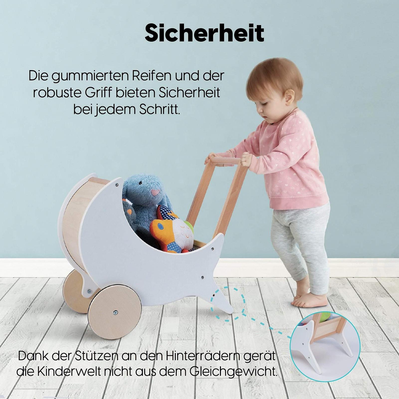 Ходунки wuuhoo Lou Деревянные Белые с Резиновыми Колесами и Поддержкой, фото №3 Ходунки wuuhoo Lou Деревянные Белые с Резиновыми Колесами и Поддержкой, фото №3