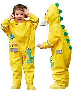 Суцільний дощовик JiAmy для дівчаток та хлопчиків, водонепроникний - Фото 1
