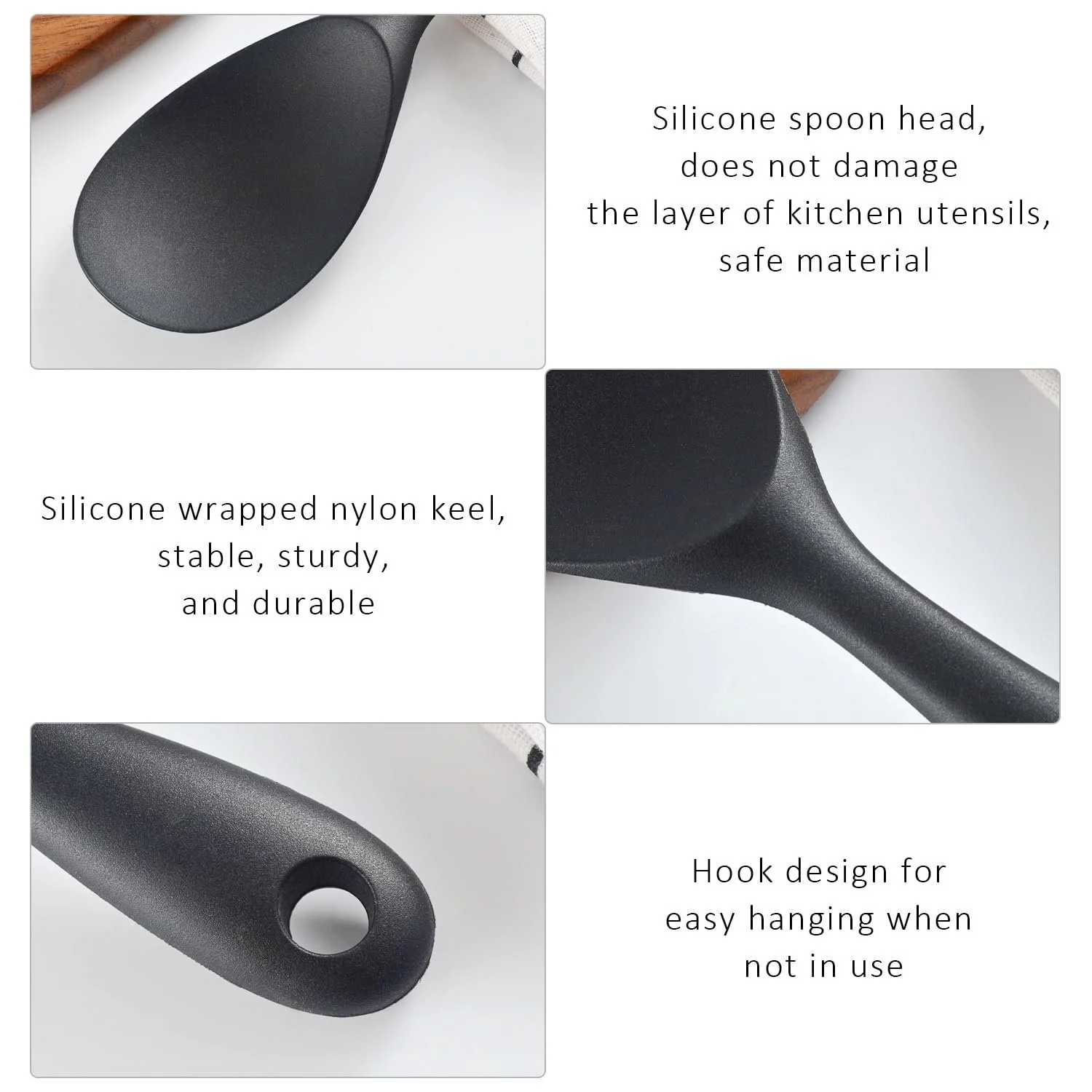 Ложка кухонна силіконова 2 шт, велика, фото №3