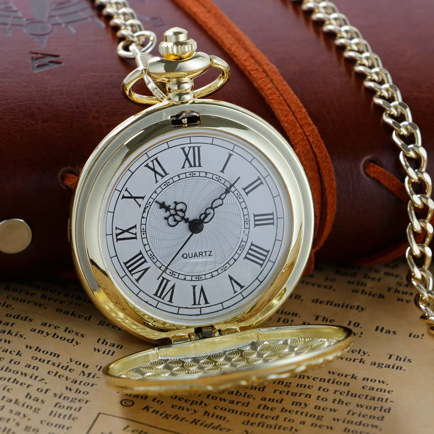 Кишеньковий годинник кварцовий з ланцюжком, Череп, арабські цифри, для Хелловіну та Різдва, Set-qz303-0720, фото №4