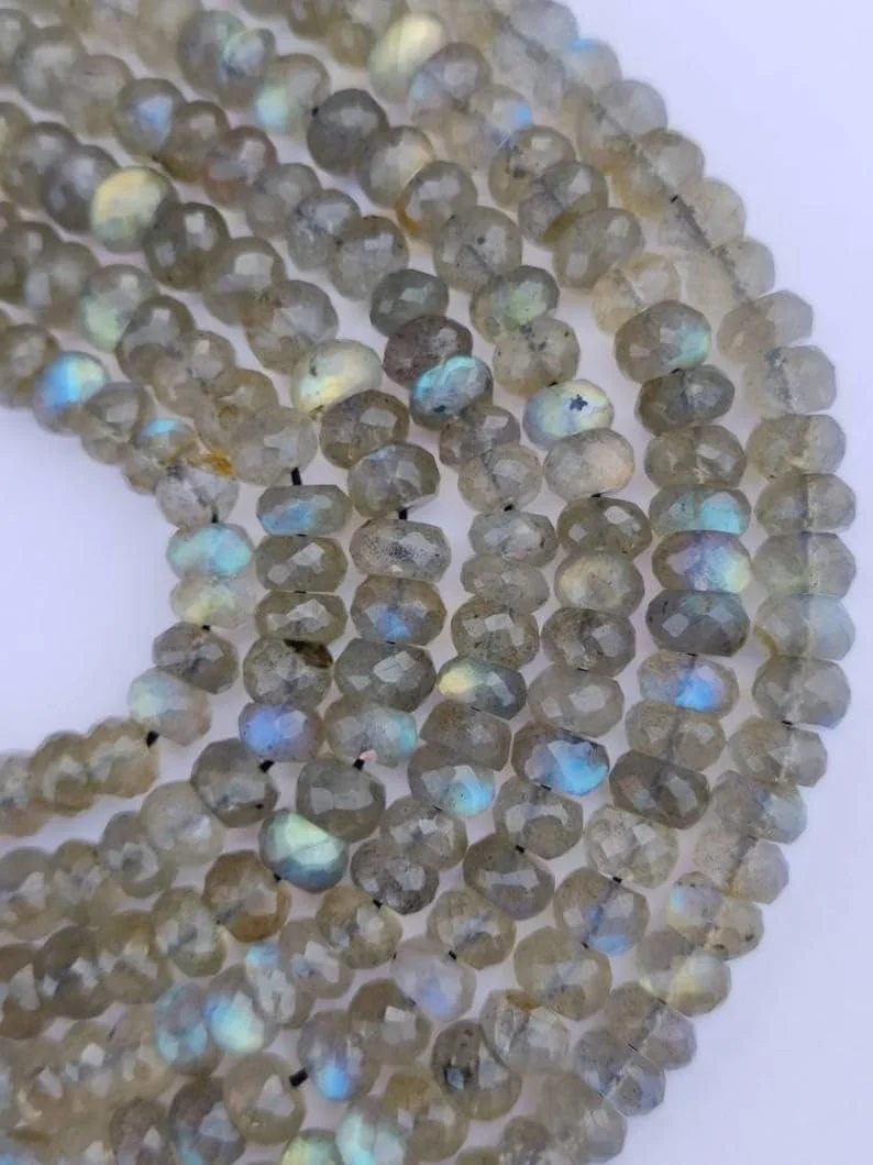 Натуральный лабрадорит, круглые граненые бусины 6-6.5 мм, нить длиной 33 см драгоценные камни для ожерелья, браслета, фото №4