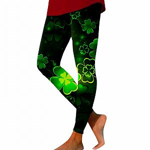 Легінси Generisch St. Patrick's Day Жіночі, з конюшиною, Спортивні легінси з принтом, Спортивні легінси з принтом конюшини - Фото 1