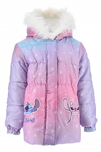 Пальто Disney Stitch для девочек, Теплая и мягкая зимняя куртка с наполнителем, Пальто с капюшоном для девочек, Размеры от 3 до 8 лет - Фото 1