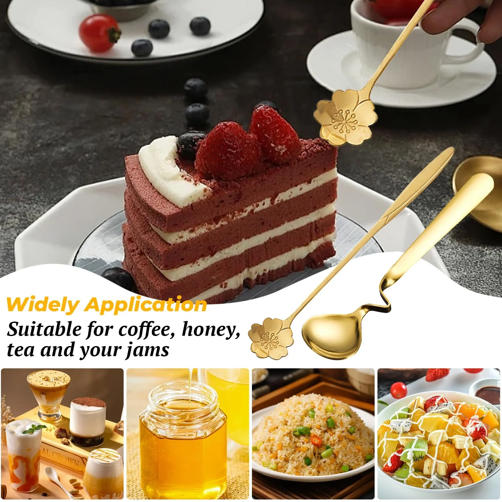 Набір з 2 золотих ложок для джему, фото №5
