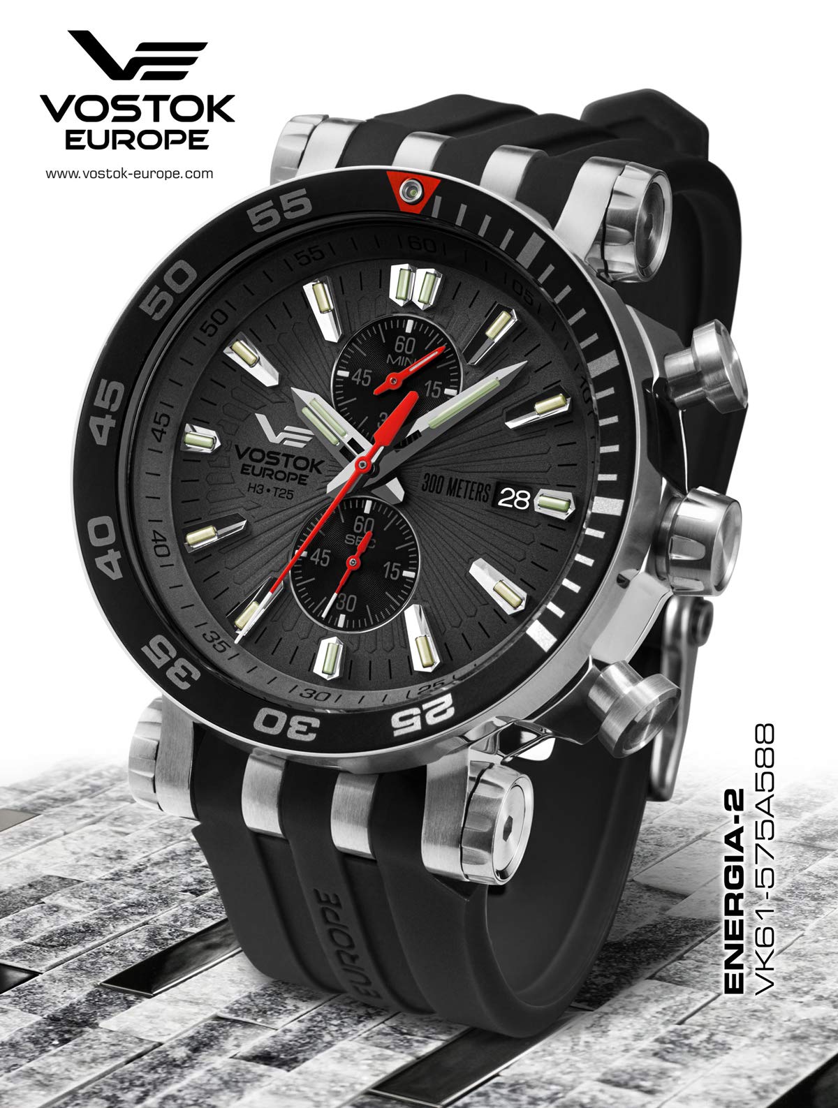 Годинник Vostok Europe Energia Rocket для чоловіків з двома ремінцями 49 мм хронограф 30 ATM дата, фото №4 Годинник Vostok Europe Energia Rocket для чоловіків з двома ремінцями 49 мм хронограф 30 ATM дата, фото №4
