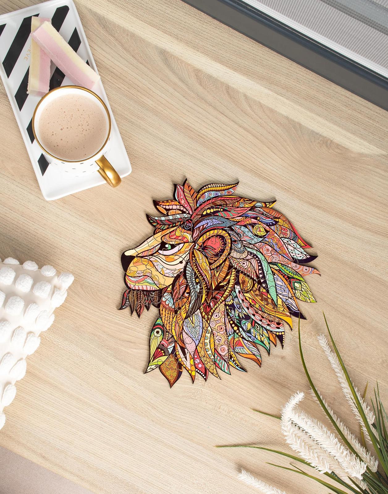 Деревянный пазл Лев Уникальная форма 100 элементов 25 x 23 см, фото №4