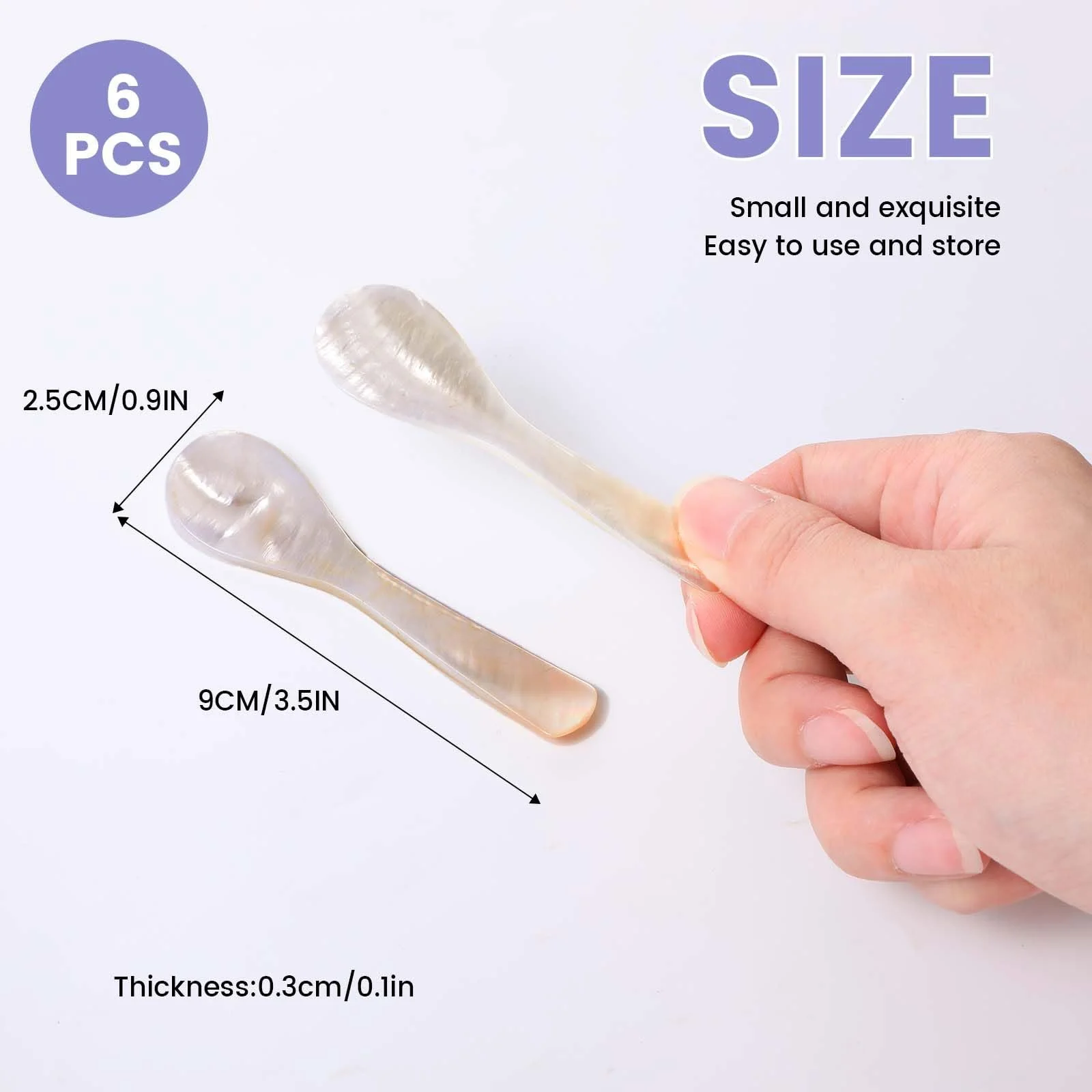 Ложка для ікри з перламутру з круглою ручкою, набір 6 штук, фото №2 Ложка для ікри з перламутру з круглою ручкою, набір 6 штук, фото №2