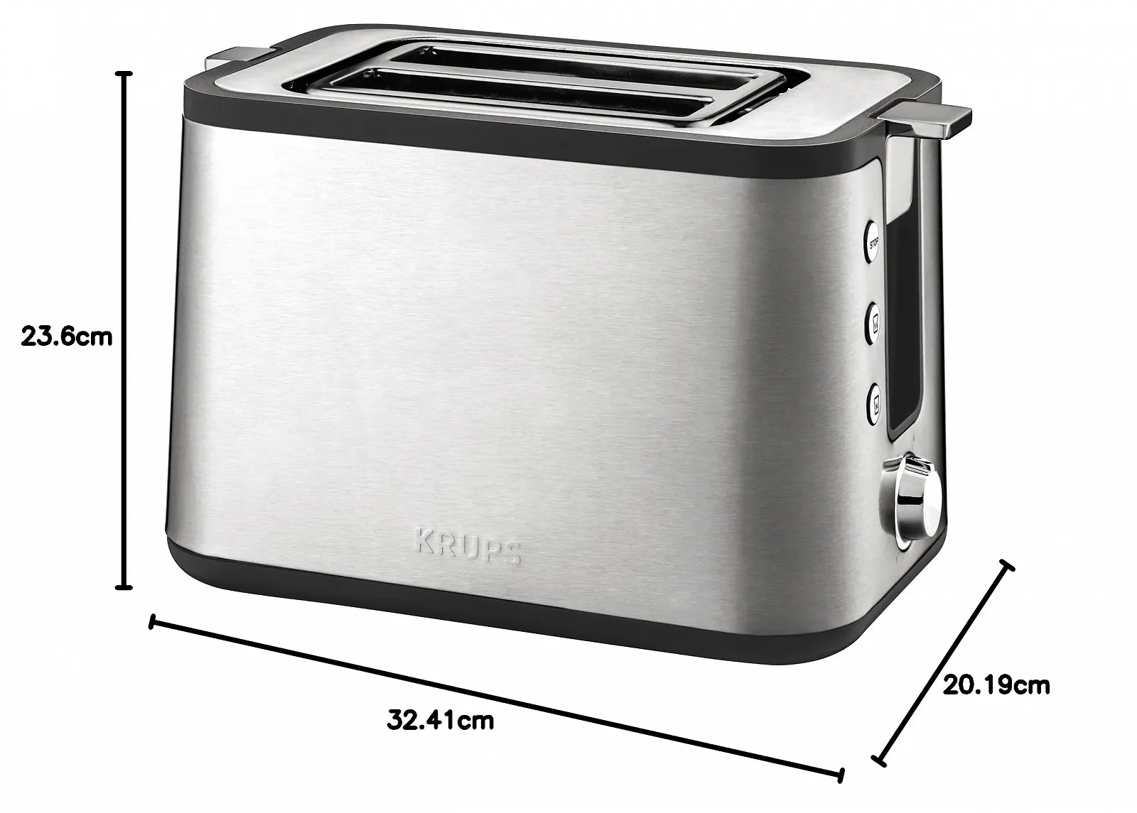 Тостер Krups Control Line KH442D, нержавіюча сталь, 2 слоти, насадка для булочок, сріблясто-чорний, фото №9