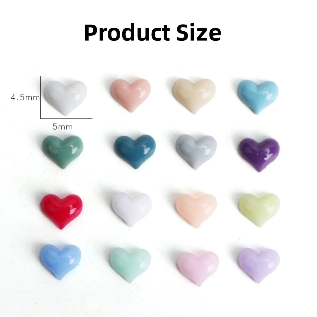 3D Прикраса для нігтів Серце 100шт Різні кольори, фото №7