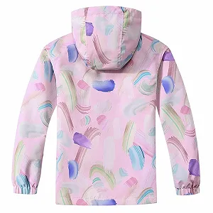 Куртка ветрозащитная флисовая для девочек Generisch с капюшоном, теплая софтшелл куртка-дождевик для малышей, подростков, детей synthetic.ua - Фото 1